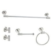 5 Piece Bath Hardware Set, Wall Mount Aluminium and Stainless Bathroom Hardware, Brushed Nickle