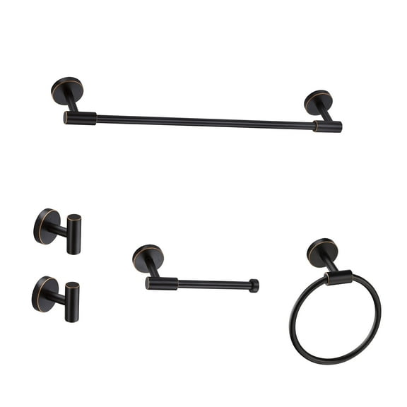 5 Piece Bath Hardware Set, Wall Mount Aluminium and Stainless Bathroom Hardware, Oil Rubbed Bronze