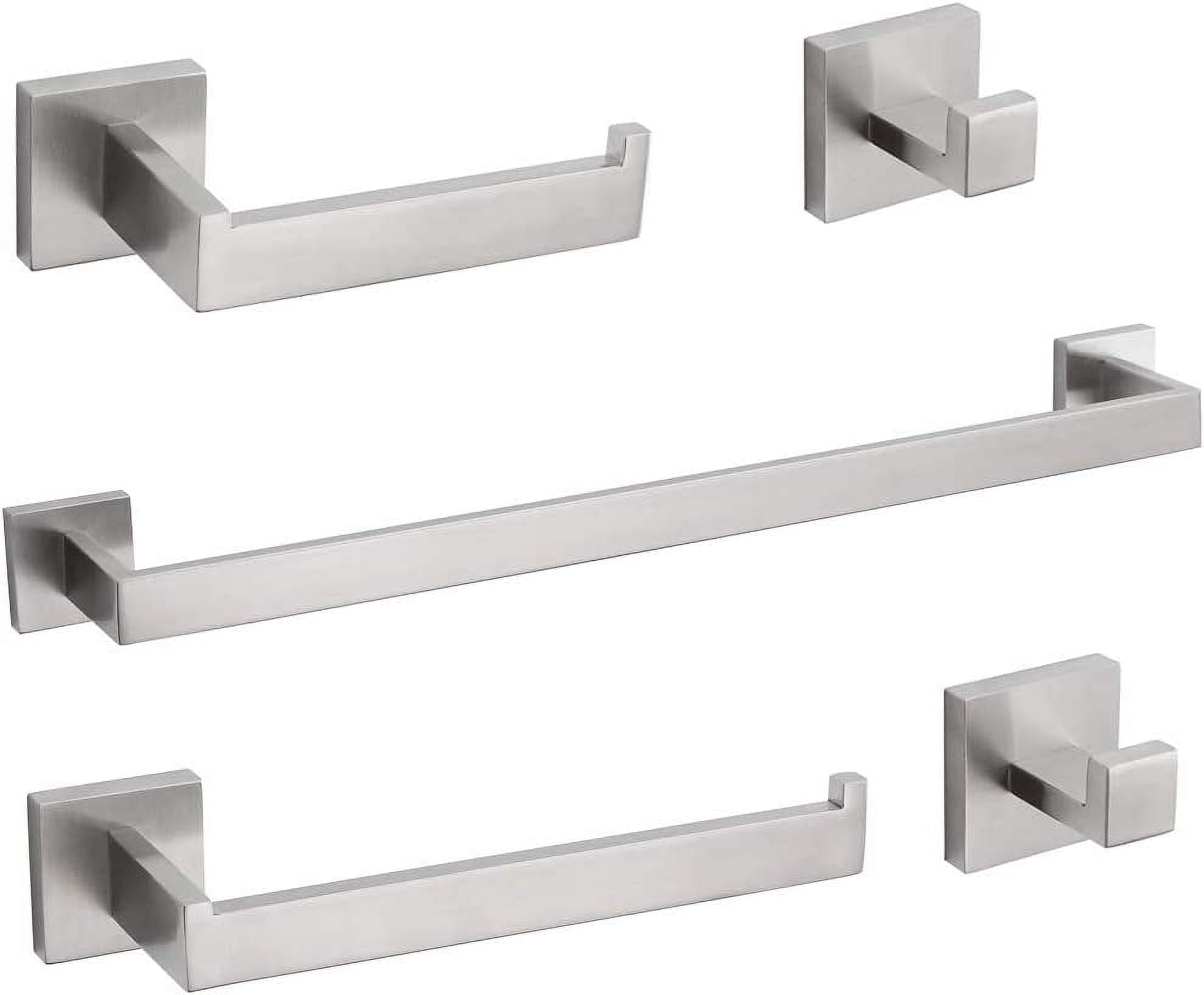 Brushed Nickel 5-Piece Bathroom Hardware Set with Towel Bar