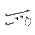 thumbnail image 1 of BWE 5-Piece Black and Gold Wall-Mounted Bathroom Hardware Set with Towel Bar Hook Toilet Paper Holder and Ring, 1 of 8