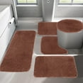 thumbnail image 1 of 5 Piece Bath Mat Set, Non Slip Bathroom Rugs, Soft Absorbent Bath Mat with Long Hair Plush Velvet, Machine Washable for Home Bath and Shower, 1 of 7