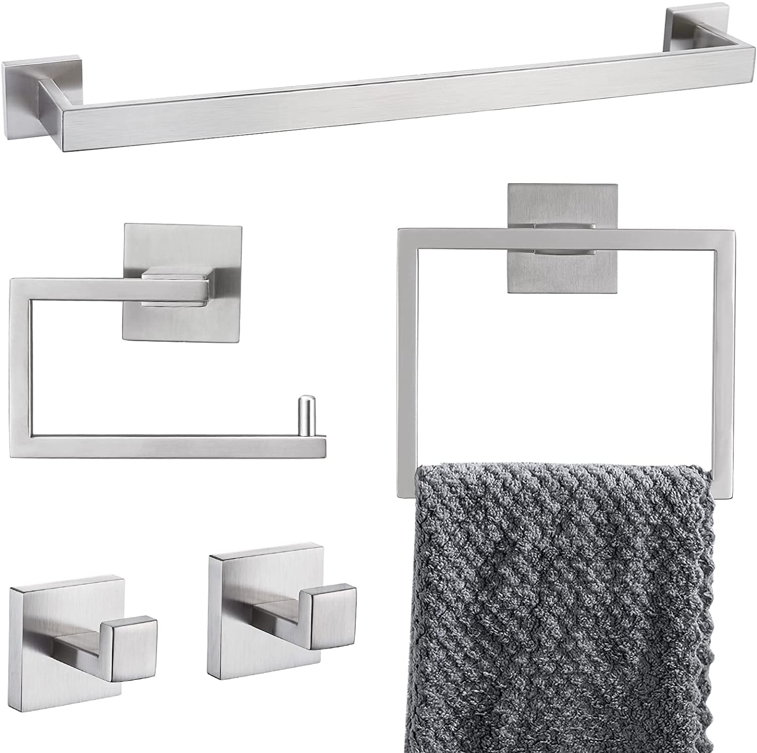 5-Piece Bathroom Hardware Accessories Set 23.6 inch Towel Bar Towel ...
