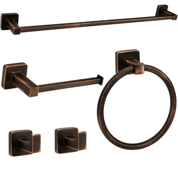 5 Piece Bathroom Hardware Accessory Set Oil Rubbed Bronze 24 Inch Towel Bar