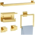 thumbnail image 1 of 5-Piece Bathroom Hardware Set Brushed Gold Towel Bar Set,Stainless Steel Towel Holder Set for Bathroom,Wall-Mounted Towel Rack Set 23.6in, 1 of 14