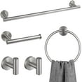 thumbnail image 1 of 5-Piece Bathroom Hardware Set Brushed Nickel, Towel Rack Set Stainless Steel Wall Mounted - Include 23.6 in Bath Towel Bar, 2 Robe Towel Hooks, Toilet Paper Holder and Towel Ring, 1 of 5