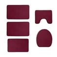 thumbnail image 1 of 5-Piece Bathroom Rug Set | Soft Velvet Fleece & Foam Bath Mats | Non-Slip Backing | Machine Washable | 16x24in, 16x20in, 15x17in | Dark Colors for Kids & Adults, 1 of 7