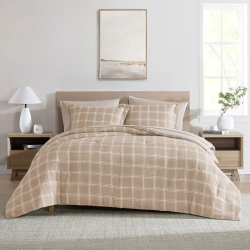 5-Piece Bed in a Bag Reversible Lightweight Down-Alternative Checkered Comforter Set Twin Size | Blue & White All Seasons Gingham Bedding Soft Plush Warm Cozy Aesthetic Farmhouse Look