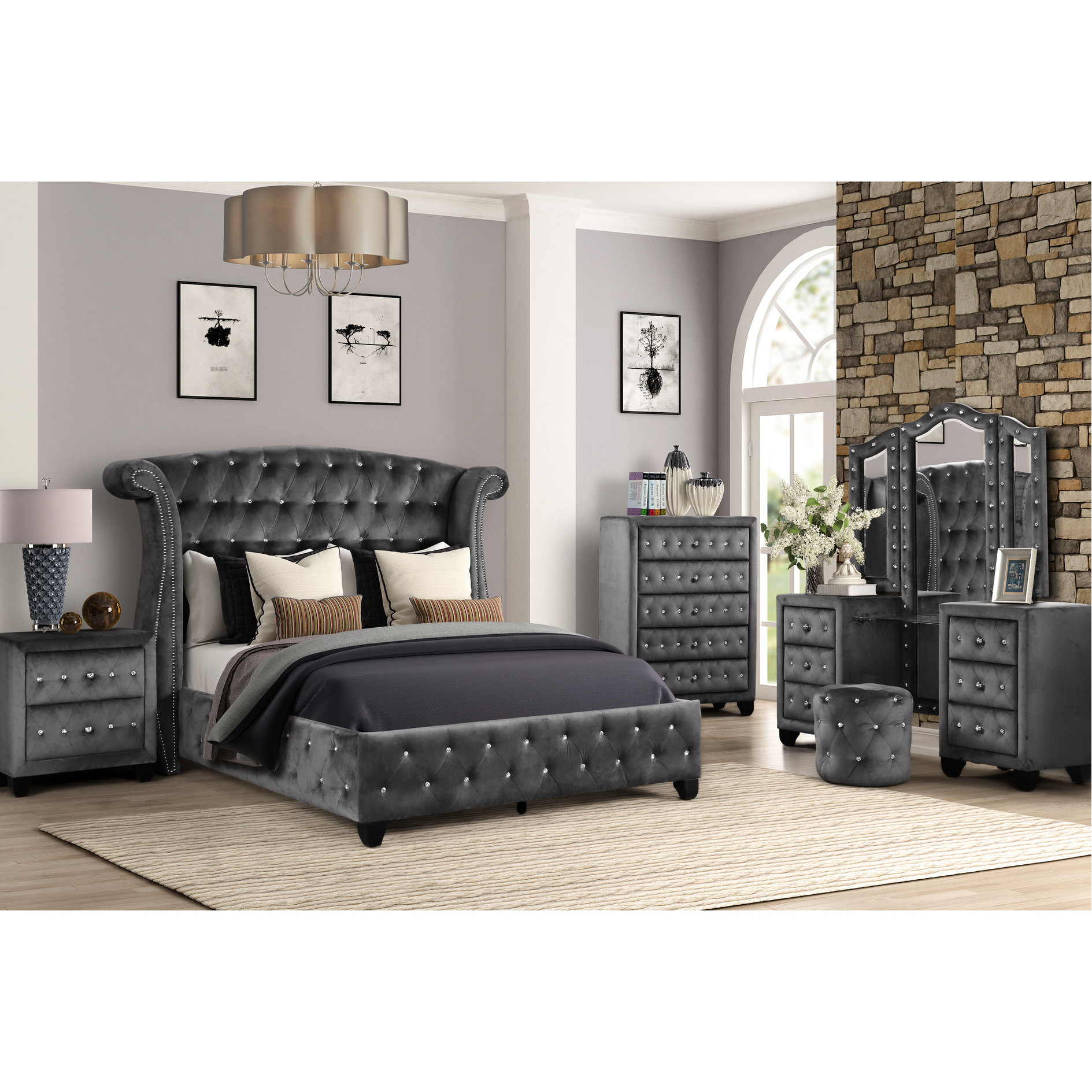 5Piece Bedroom Furniture Set Suitable for Bedroom with Modern Style