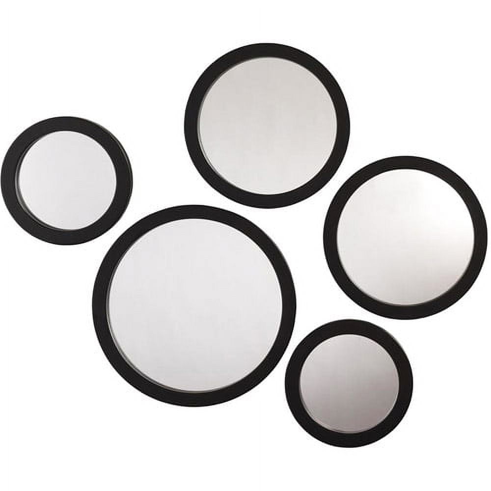 5 Piece Black Circle Mirror Set