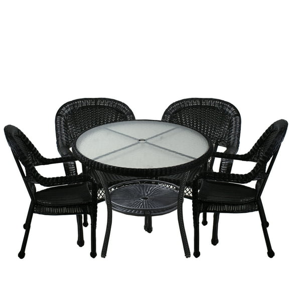 5-Piece Black Resin Wicker Outdoor Dining Set