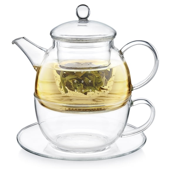 5-Piece Borosilicate Glass Tea-for-One Set with Stainless Steel Infusers