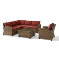 thumbnail image 1 of 5 Piece Bradenton Outdoor Wicker Seating Set with Sangria Cushions - Weathered Brown, 1 of 1