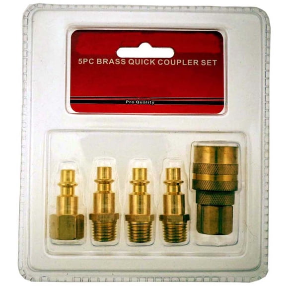 5-Piece Brass Quick Coupler Set | 1/4" (0.64 cm) Universal Connectors | For Seamless Air Equipment Integration
