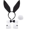 thumbnail image 1 of Vjnyvs 5-Piece Bunny Ears Headband Set,Bow Tie Collar, Cuffs & Tail Kit, Black, 1 Set, 1 of 7