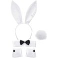 thumbnail image 1 of Vjnyvs 5-Piece Bunny Ears Headband Set,Bow Tie Collar, Cuffs & Tail Kit, White, 1 Set, 1 of 7