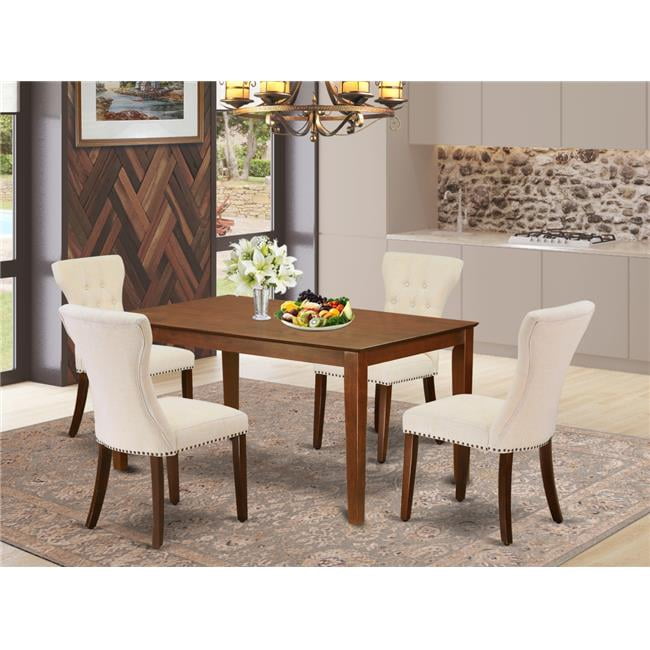 Rectangle Kitchen Set 5 Piece Capri Rectangular Kitchen Table Set - Light Beige & Mahogany ...