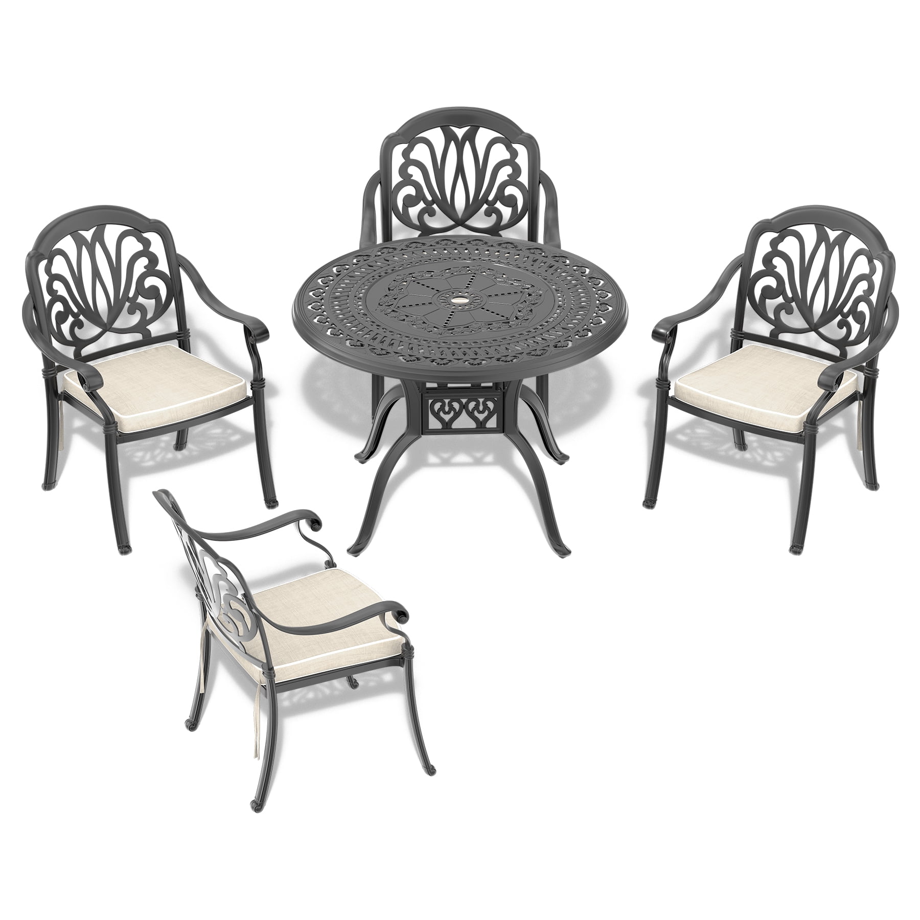 5Piece Cast Aluminum Outdoor Furniture Patio Dining Set,Include 4 Chairs,4 Random Colors