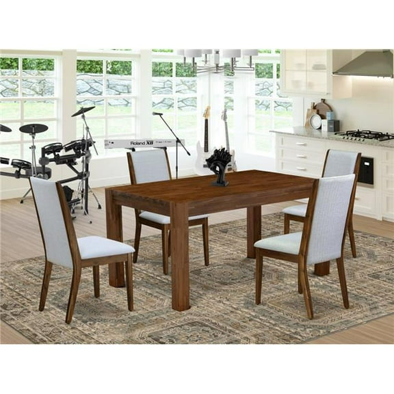 5 Piece Celina Dining Table Set - Sand Blasting Antique Walnut