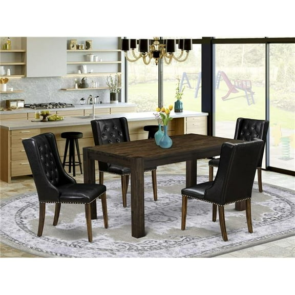 5 Piece Celina Kitchen Dining Room Set - Distressed Jacobean & Black
