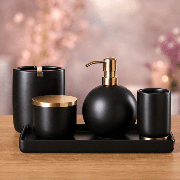5-Piece Ceramic Bathroom Accessory Set