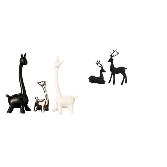 5 Piece Ceramic Giraffe Statue Resin Deer Figurine Modern Sculpture Art for Living Room Bedroom Office Decor