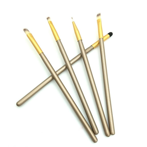 5-Piece Champagne Wooden Handle Brush Set (Eyeshadow, Foundation, Lip) - 5 Brushes, Shadow Cosmetics Brush Brush Tool Set 5Pcs Makeup Brush Blending Brush, Easter, St. Patrick'S Da Makeup Organizers