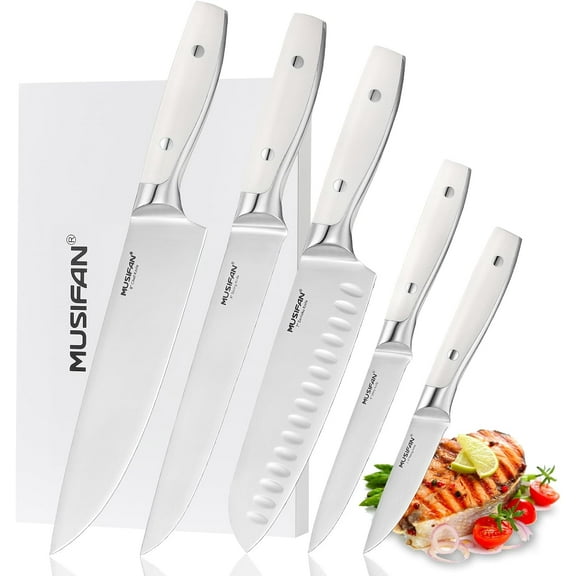 5-Piece Chef Knife Set, Professional Ultra Sharp Kitchen Knives For Cooking High Carbon Stainless Steel, With Ergonomic Handle Design (five)