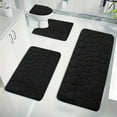 thumbnail image 1 of 5 Piece Cobblestone Memory Foam Bath Mats, Extra Thick Non Slip Mats for Tub, Toilet and Floor, Water Absorbent, Washable Dark Grey Rugs -A1C02(Black), 1 of 7