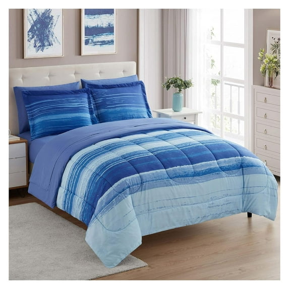 5 Piece Comforter Set Bag Solid Color All Season Soft Down Alternative Blanket & Luxurious Microfiber Bed Sheets, Siena, Twin