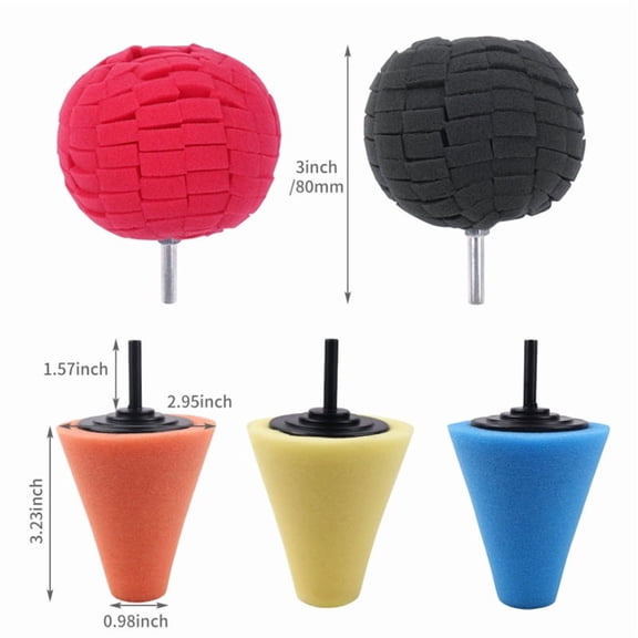 5-Piece Cone Shape Polishing Sponge Set, Car Detailing Buffing Pads for Wheel Hub & Grille, Auto Care Polishing Wheel Kit