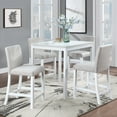 thumbnail image 1 of 5 Piece Counter Height Table Set, Wooden Kitchen Table Set with Square Table and 4 Upholstered Chairs, Counter Height Dining Table with Crystal Decoration and Chair Set for Kitchen, Dining Room,White, 1 of 10