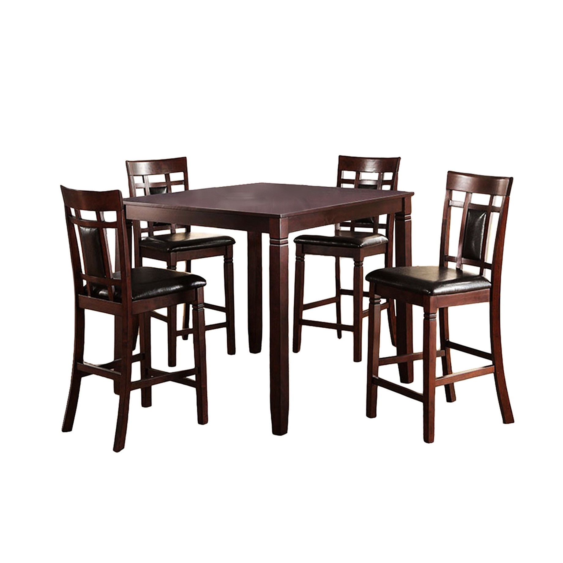 5 Piece Counter Height Dining Set - Dark Brown, Square Table, Seats 4 ...