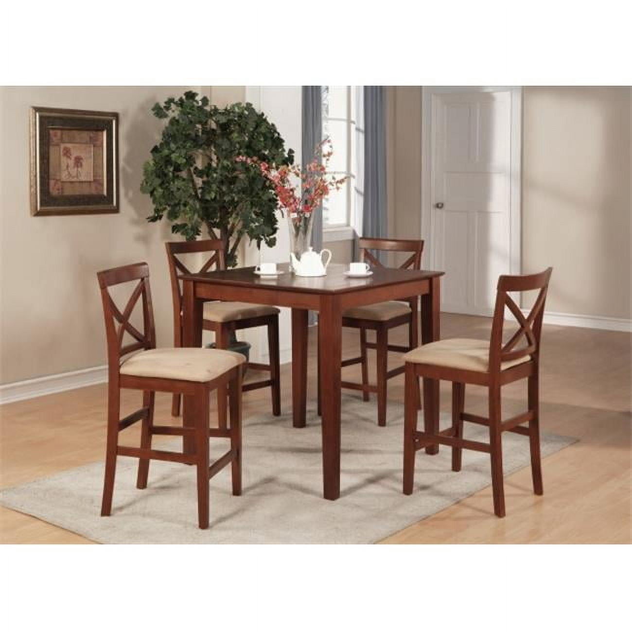 5 Piece Counter Height Dining Set-Gathering Table and 4 Counter Height ...