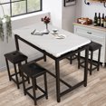 thumbnail image 1 of 5 Piece Counter Height Dining Set, Industrial Dining Room Table Sets, Rectangle Pub Table Set with 4 Padded Stools, Breakfast Nook Table Set, 47.2'' L X 23.62'' W X 36.42'' H, TE209, 1 of 10