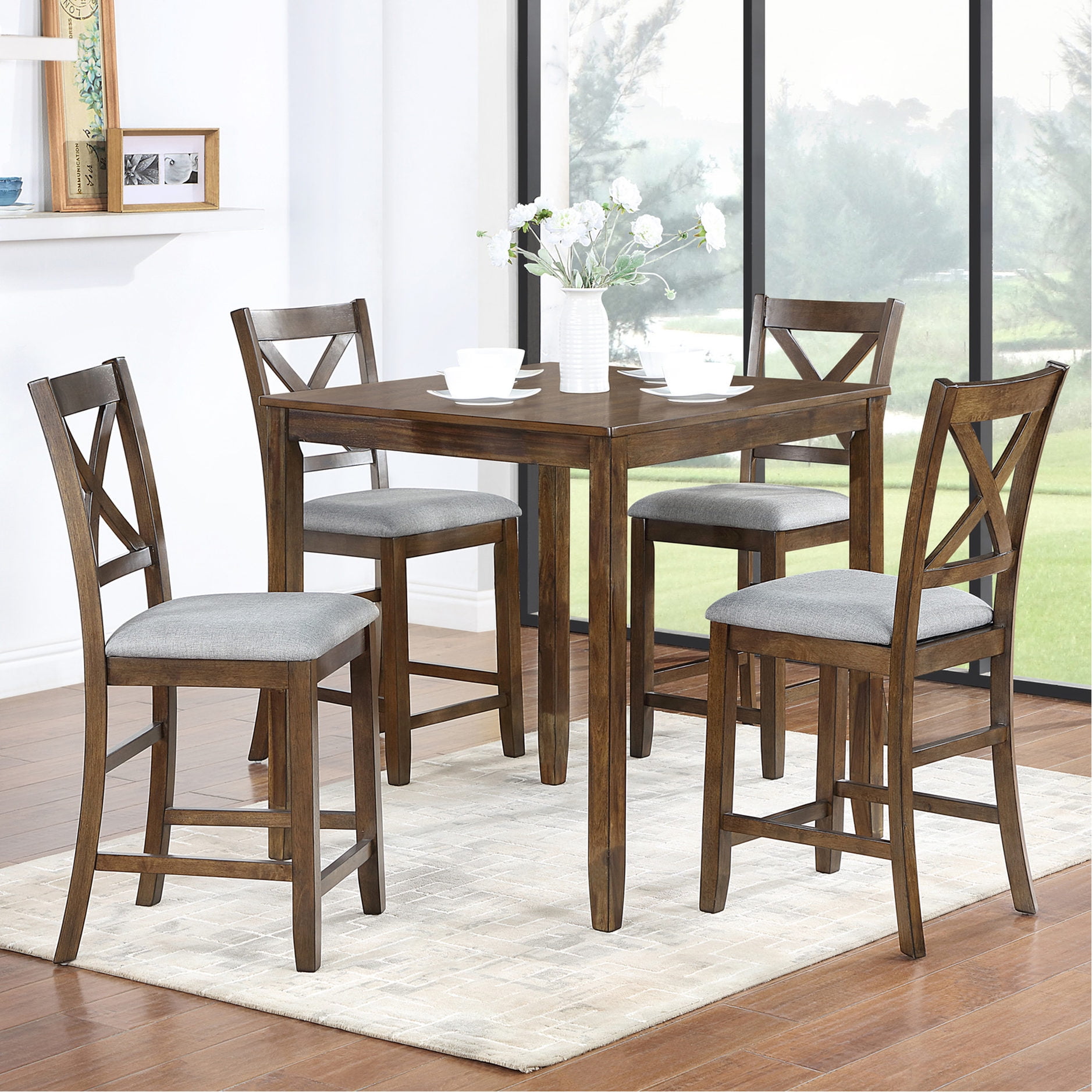 5 Piece Counter Height Dining Set | Smooth Table Surface for Easy ...