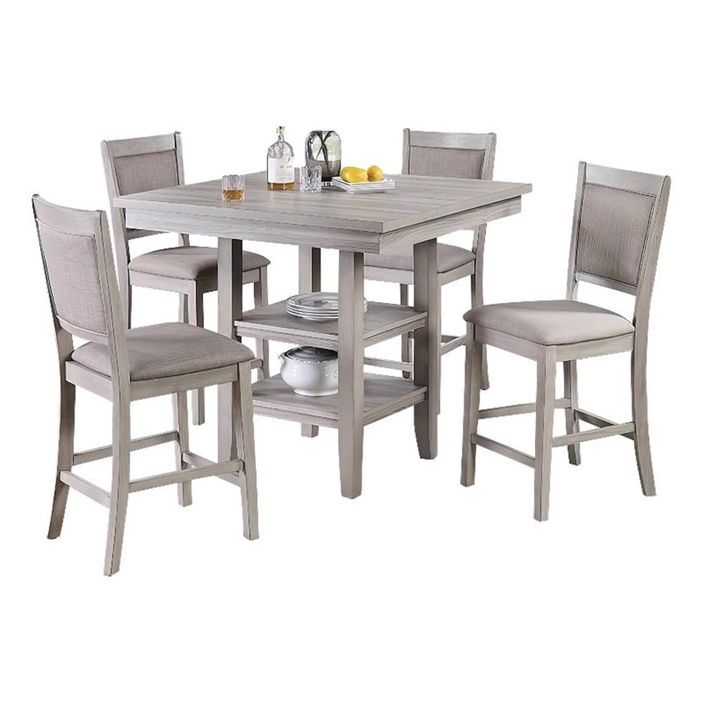 5 Piece Solid Wood Kitchen Dinner Set - Counter Height Dining Table and ...