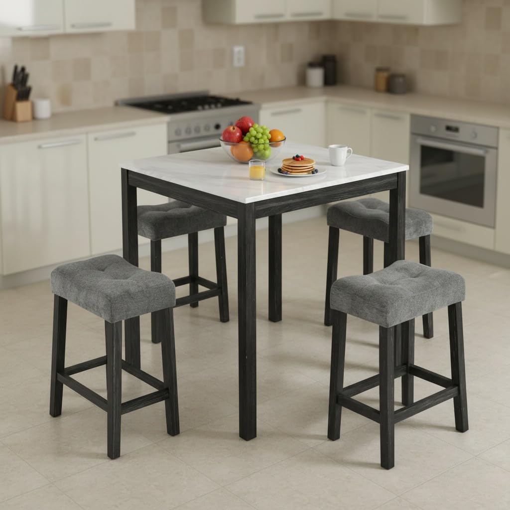 5-Piece Counter Height Dining Table Set, Modern Square Kitchen Table ...
