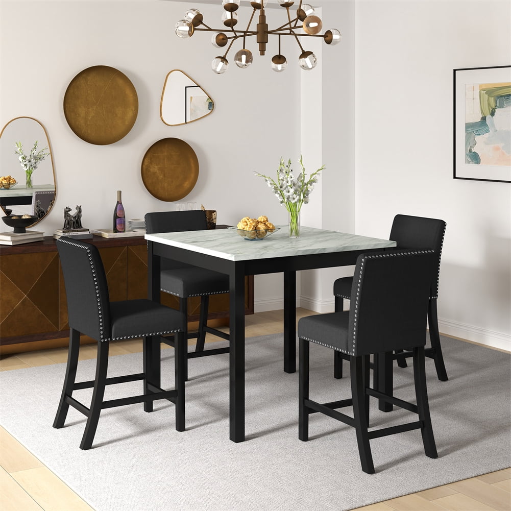 5-Piece Counter Height Dining Table Set for 4, Modern Square Kitchen ...