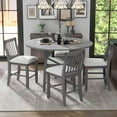 thumbnail image 1 of 5-Piece Counter Height Dining Table Set in 2 Table Sizes with 4 Folding Leaves and 4 Upholstered Chairs for Dining Room (Gray+Beige Cushion), 1 of 7