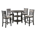 thumbnail image 1 of Benjara 5 Piece Counter Height Table with Open Geometric Back Chairs- Gray, 1 of 8