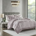 thumbnail image 1 of 5 Piece Crinkle Velvet Comforter Set Blush Full/Queen, 1 of 10