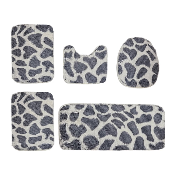 5-Piece Dark Color Bath Mat Set 15.7x31.5in - Velvet Fleece Machine Washable Non-Slip Bathroom Rugs for Toilet/Shower (Gray)​
