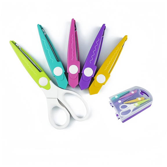 5 Piece Decorative Paper Edge Scissors Set with 1 Handle and 5 Shapes