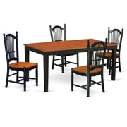 5 Piece Dinette Set, Black & Cherry