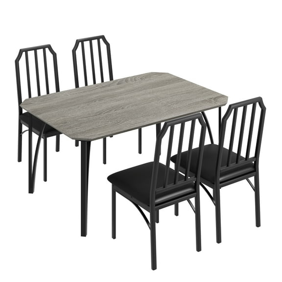 5 Piece Dining Room Table Set, Kitchen Table and Chairs Set for 4, with Rectangular Kitchen Table and Upholstered Chairs, Easy Assembly