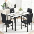 thumbnail image 1 of 5 Piece Dining Room Table Set, Modern Dining Table Sets with Black PU Leather Chairs for 4, White Faux Marble Pattern Rectangle Kitchen Table Set for Bar Living Room Breakfast Nook Small Space, 1 of 10