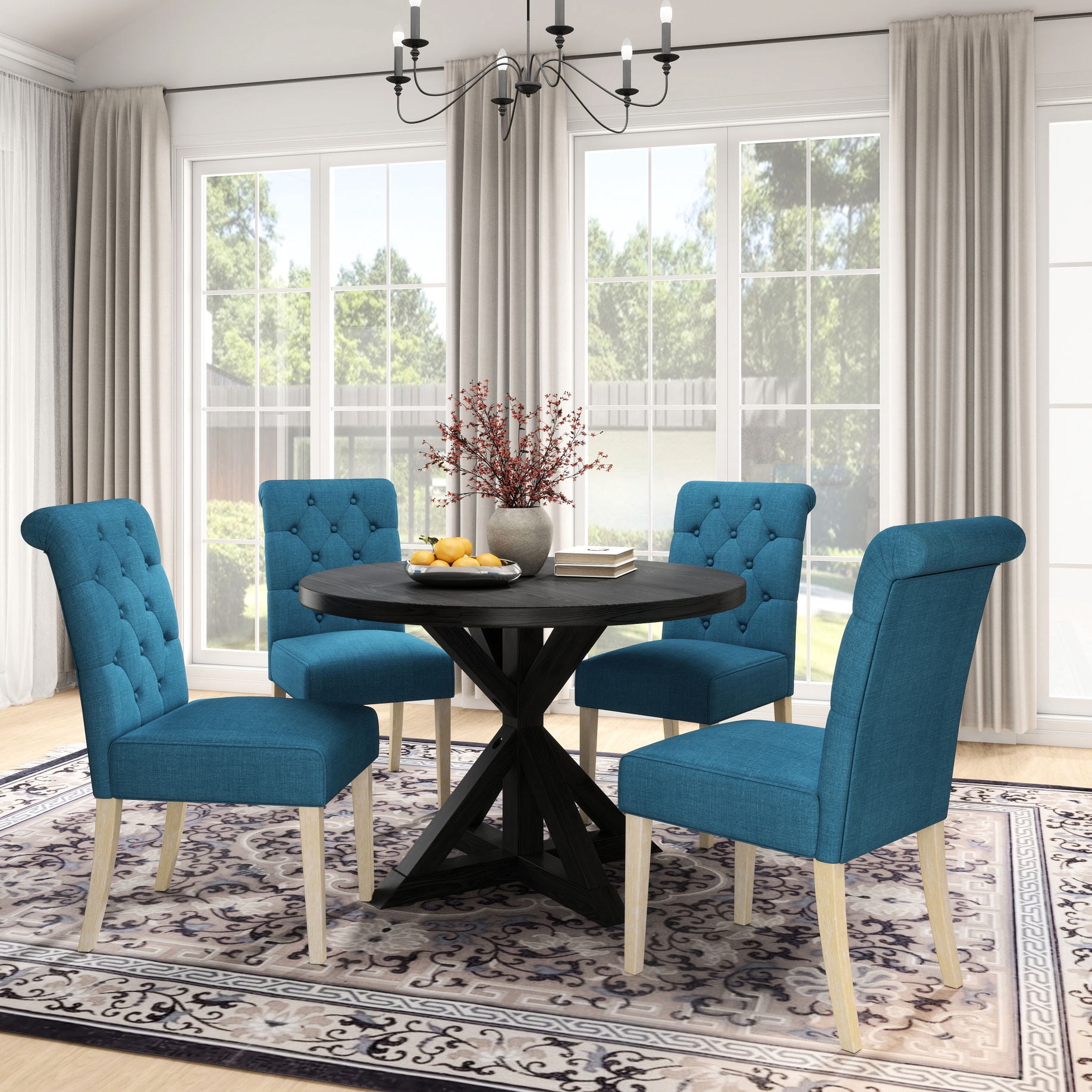 5-Piece Dining Set | Creates Cozy Dining Atmosphere with Round Table ...