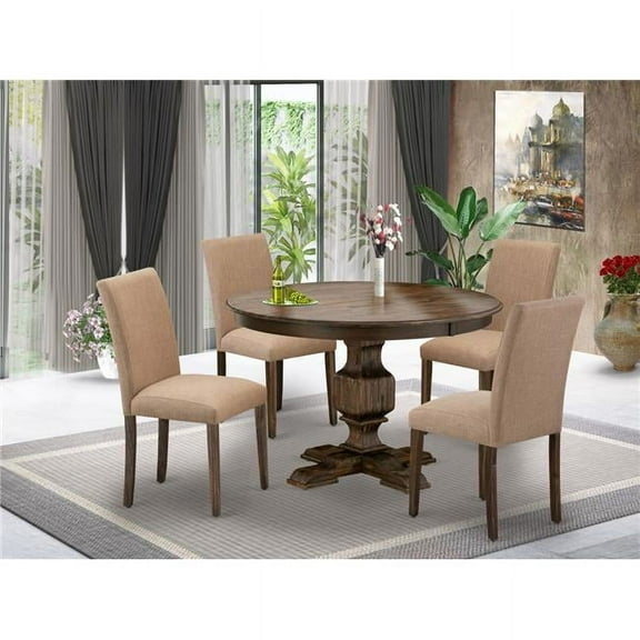 5 Piece Dining Set - Distressed Jacobean & Light Sable