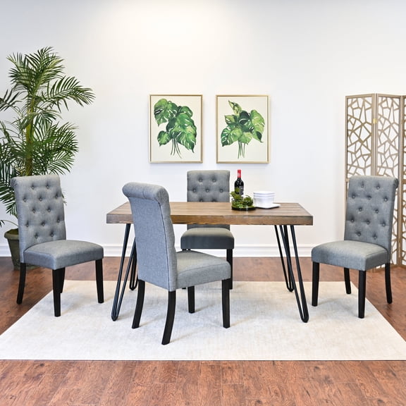 5-Piece Dining Set for Family and Guests | Ideal for Dining Room | Table with Durable Engineered Wood Top | Meets Long-Lasting and Functionality Demands