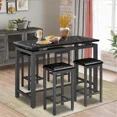 thumbnail image 1 of 5 Piece Dining Set, Modern Dining Table and Chairs Set for 4, Kitchen Counter Height Dining Table Set with 4 Upholstered Chairs, for Small Space, Breakfast Nook, D8913, 1 of 9